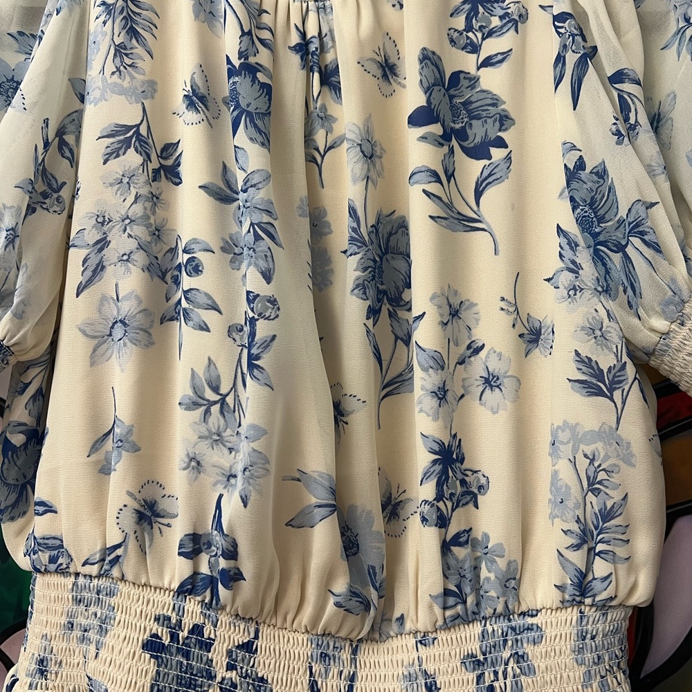 Sugarlips April Blue Floral Mock Neck Mini Dress - Picture 6 of 10